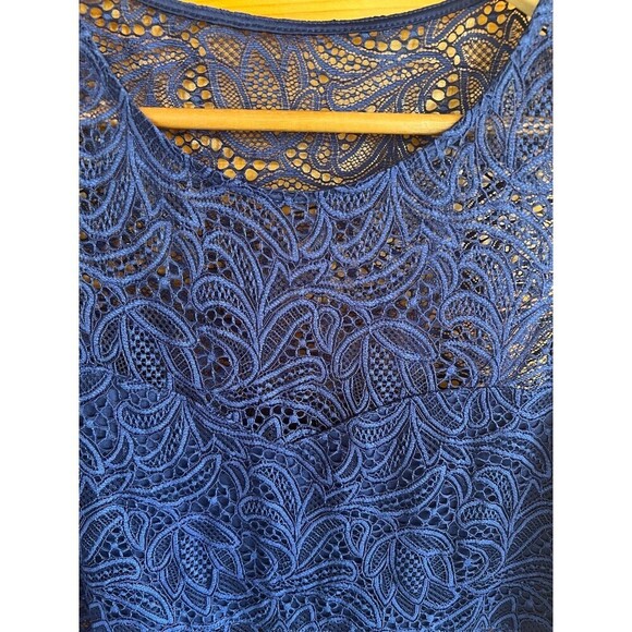 Fancy Express Dress Womens M Dark blue Embroidered Lace - Picture 5 of 6